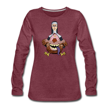 Load image into Gallery viewer, Evil Nun Gummy Long-Sleeve T-Shirt (Womens) - heather burgundy