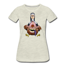 Load image into Gallery viewer, Evil Nun Gummy T-Shirt (Womens) - heather oatmeal