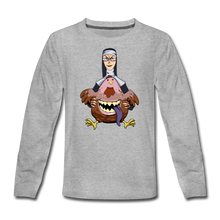 Load image into Gallery viewer, Evil Nun Gummy Long-Sleeve T-Shirt - heather gray