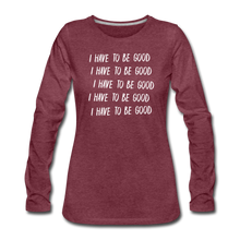 Load image into Gallery viewer, Evil Nun Be Good Long-Sleeve T-Shirt (Womens) - heather burgundy