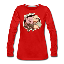 Load image into Gallery viewer, Mr. Meat Buddies Long-Sleeve T-Shirt (Womens) - red