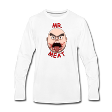 Load image into Gallery viewer, Mr. Meat Meathead Long-Sleeve T-Shirt (Mens) - white