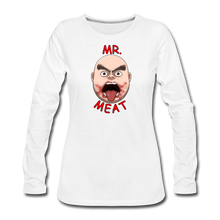 Load image into Gallery viewer, Mr. Meat Meathead Long-Sleeve T-Shirt (Womens) - white