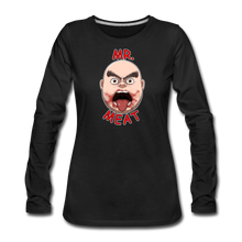 Load image into Gallery viewer, Mr. Meat Meathead Long-Sleeve T-Shirt (Womens) - black