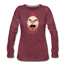 Load image into Gallery viewer, Mr. Meat Meathead Long-Sleeve T-Shirt (Womens) - heather burgundy