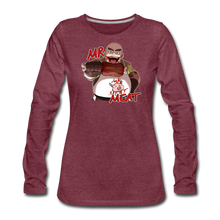 Load image into Gallery viewer, Mr. Meat Long-Sleeve T-Shirt (Womens) - heather burgundy