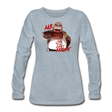 Load image into Gallery viewer, Mr. Meat Long-Sleeve T-Shirt (Womens) - heather ice blue