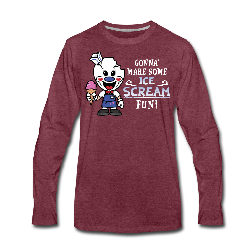 Ice Scream Fun Long-Sleeve T-Shirt (Mens) - heather burgundy