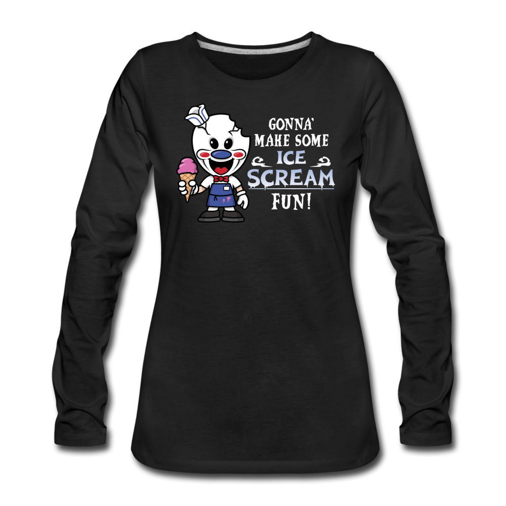 Ice Scream Fun Long-Sleeve T-Shirt (Womens) - black