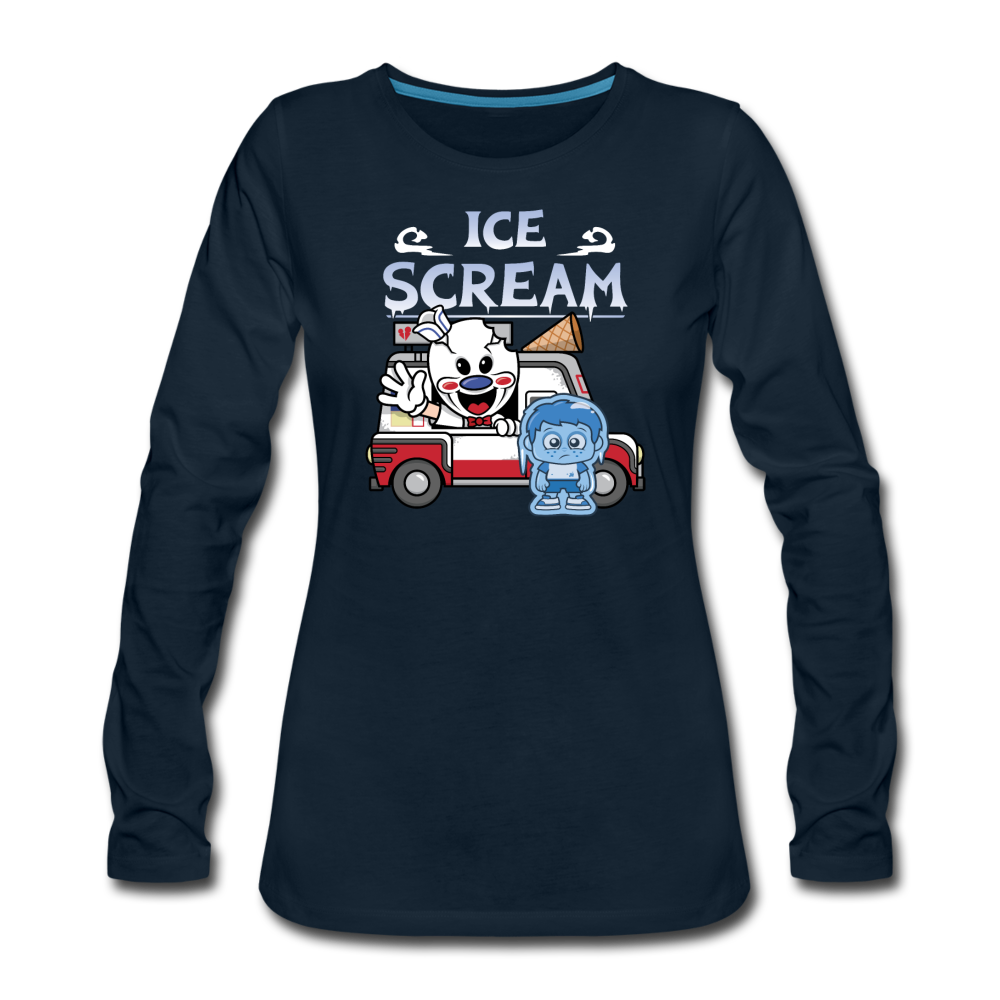 Ice Scream Truck Long-Sleeve T-Shirt (Womens) - deep navy