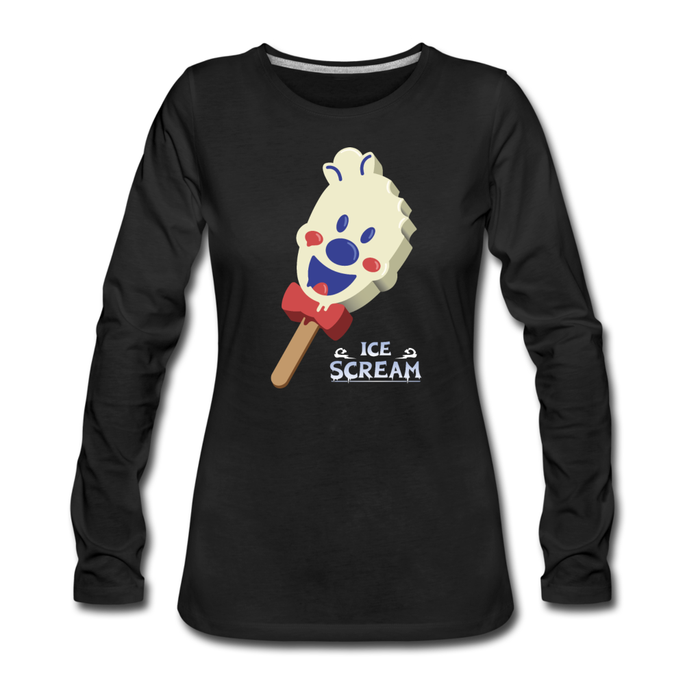 Ice Scream Pop Long-Sleeve T-Shirt (Womens) - black