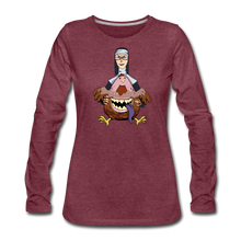 Load image into Gallery viewer, Evil Nun Gummy Long-Sleeve T-Shirt (Womens) - heather burgundy
