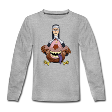 Load image into Gallery viewer, Evil Nun Gummy Long-Sleeve T-Shirt - heather gray
