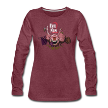 Load image into Gallery viewer, Evil Nun Mutant Chickens Long-Sleeve T-Shirt (Womens) - heather burgundy
