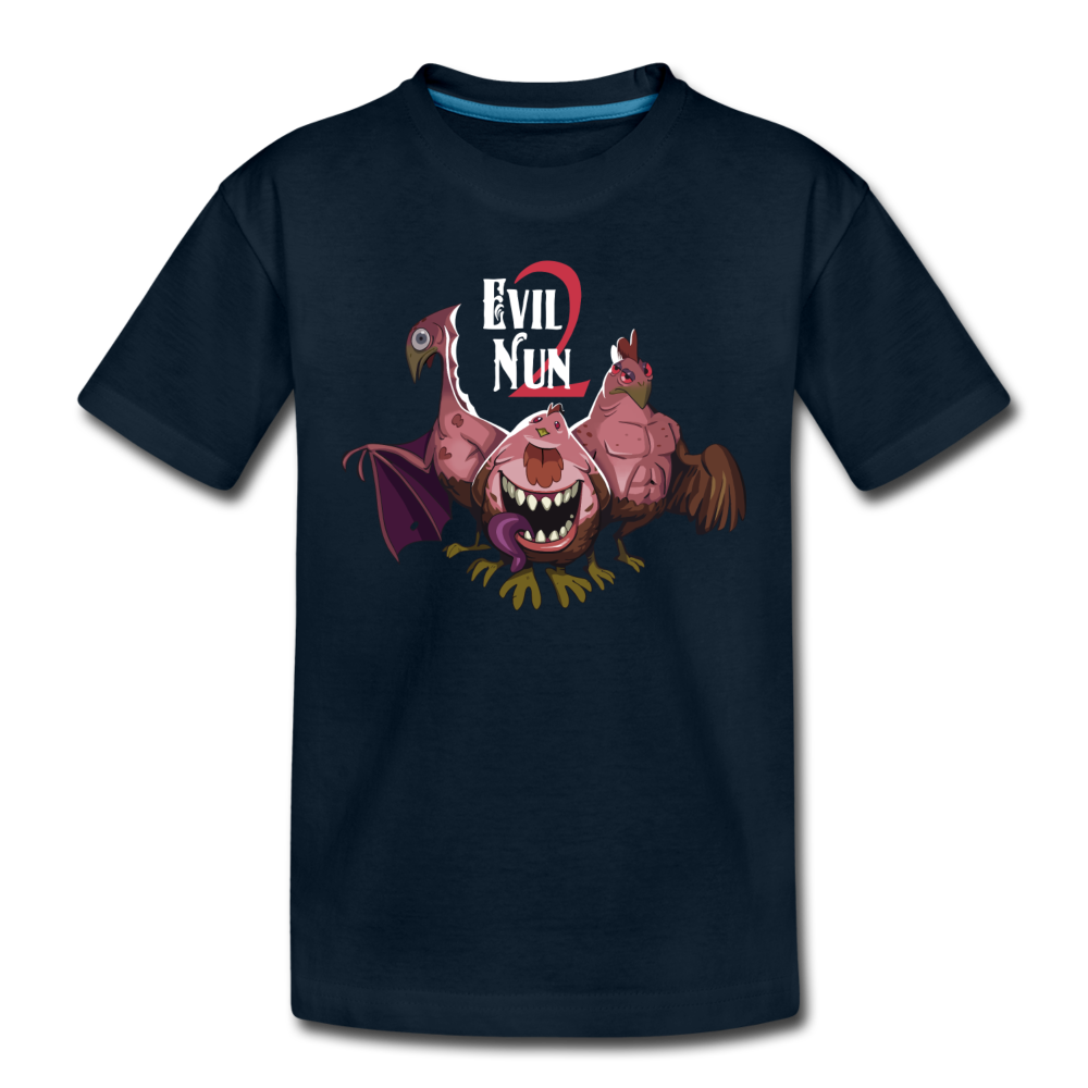 Evil Nun Mutant Chickens T-Shirt - deep navy