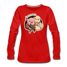Load image into Gallery viewer, Mr. Meat Buddies Long-Sleeve T-Shirt (Womens) - red
