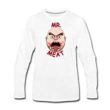 Load image into Gallery viewer, Mr. Meat Meathead Long-Sleeve T-Shirt (Mens) - white
