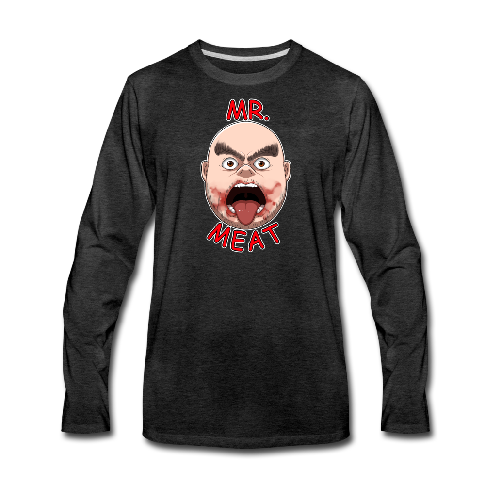 Mr. Meat Meathead Long-Sleeve T-Shirt (Mens) - charcoal gray