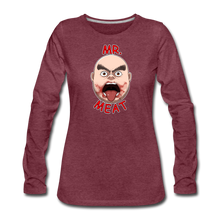 Load image into Gallery viewer, Mr. Meat Meathead Long-Sleeve T-Shirt (Womens) - heather burgundy
