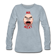 Load image into Gallery viewer, Mr. Meat Meathead Long-Sleeve T-Shirt (Womens) - heather ice blue
