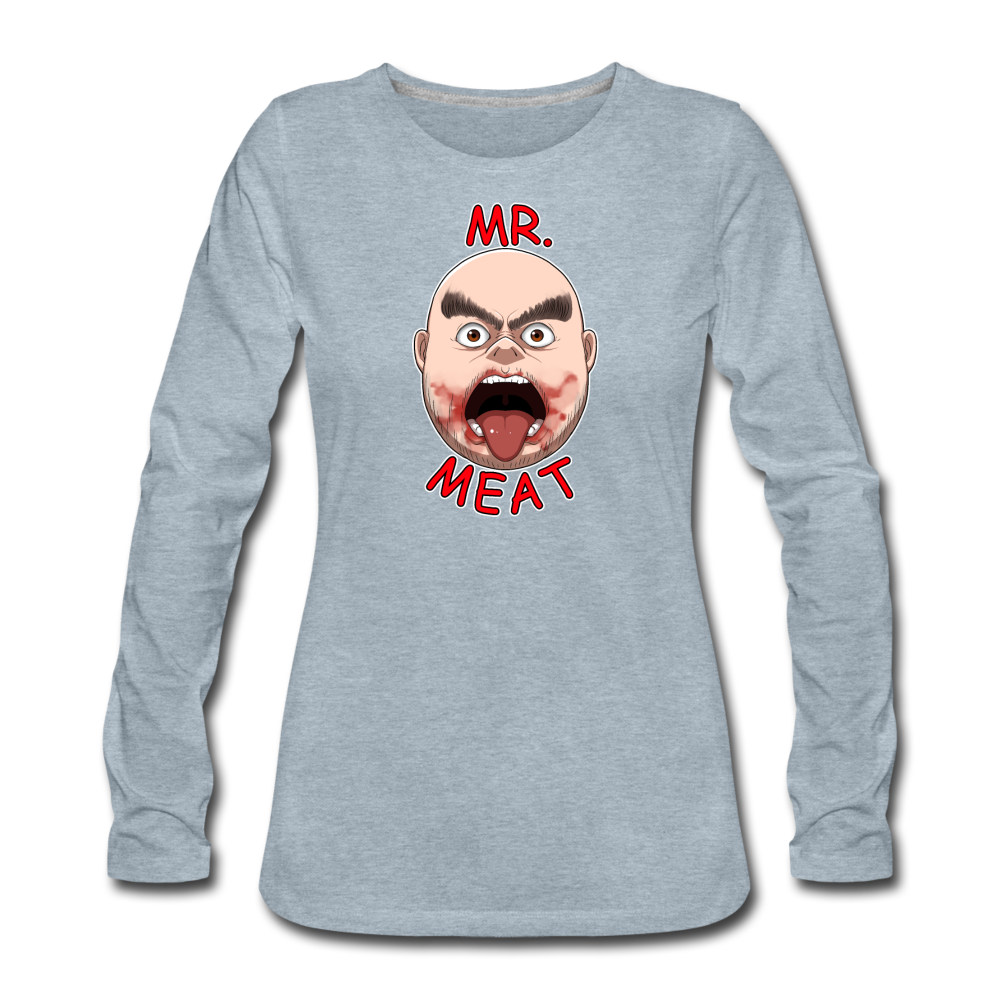 Mr. Meat Meathead Long-Sleeve T-Shirt (Womens) - heather ice blue